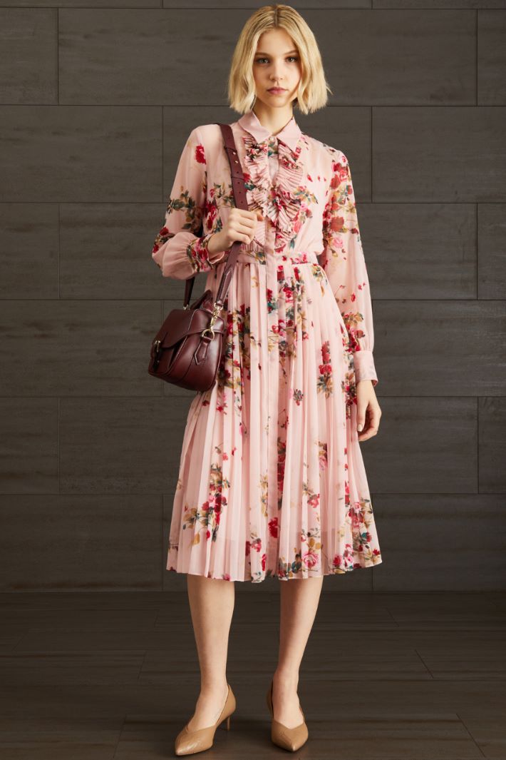 Abito chemisier in georgette - ROSA CIPRIA ROSSO - Fashion Market