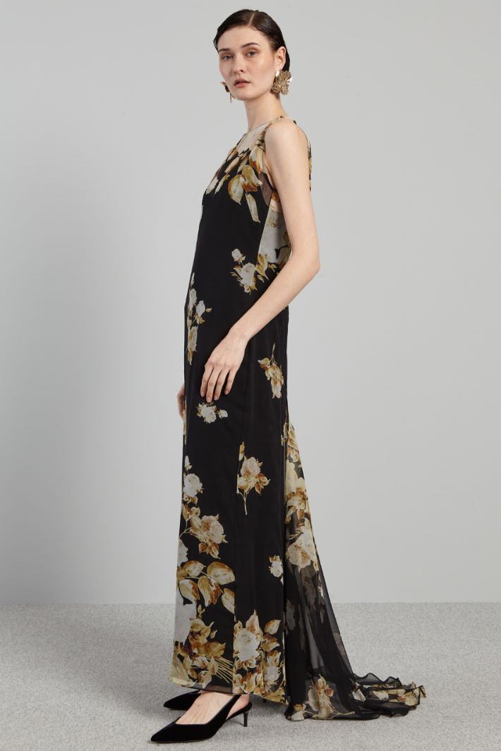 Abito lungo con strascico - NERO ORO - Fashion Market