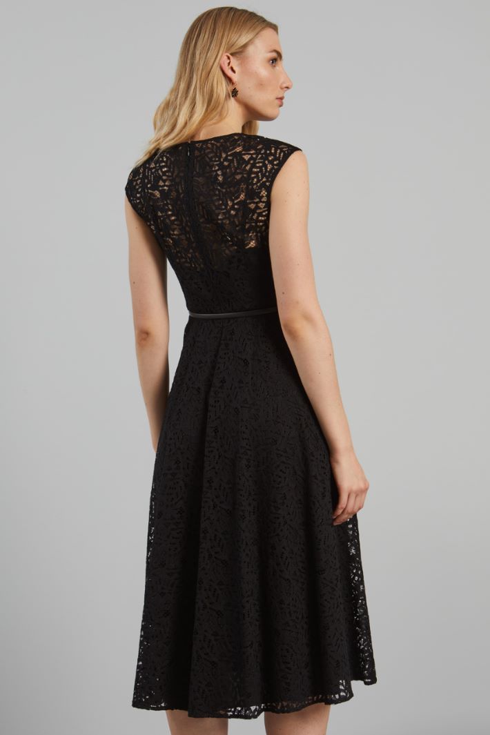 Abito smanicato in pizzo - NERO - Fashion Market - 4