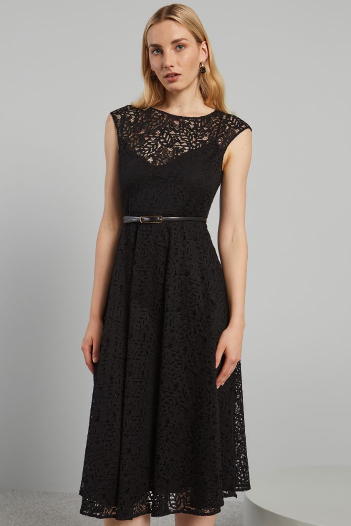 Abito smanicato in pizzo - NERO - Fashion Market - 2