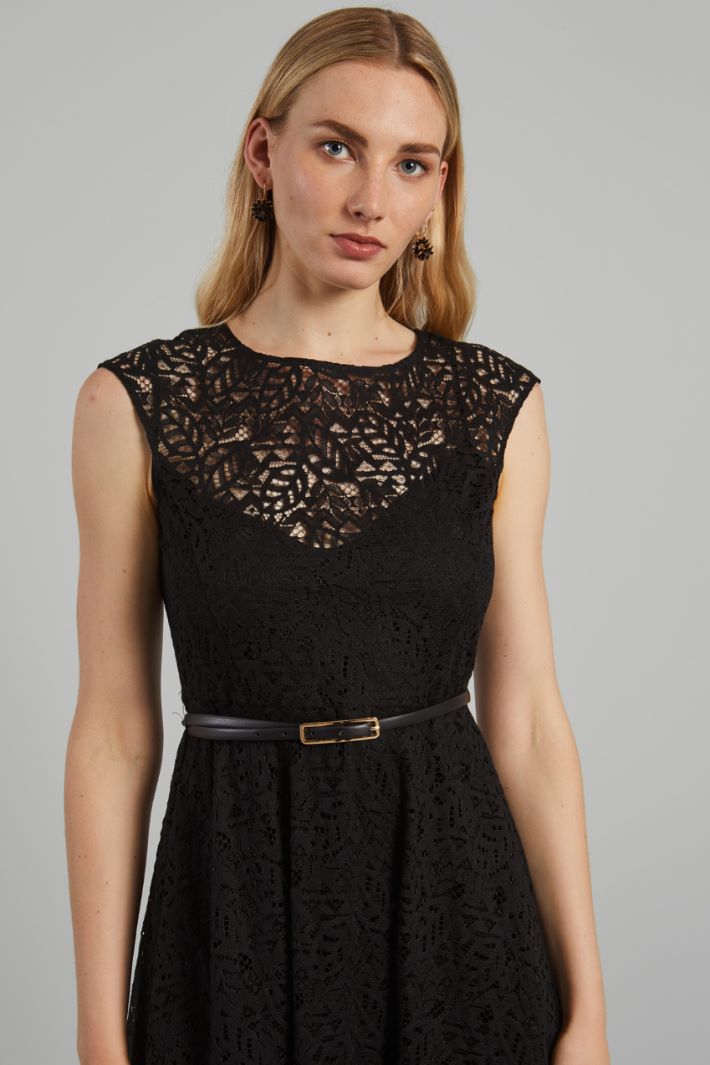 Abito smanicato in pizzo - NERO - Fashion Market - 3