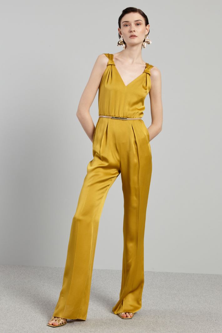 Tuta in enver satin lucido - SENAPE - Fashion Market