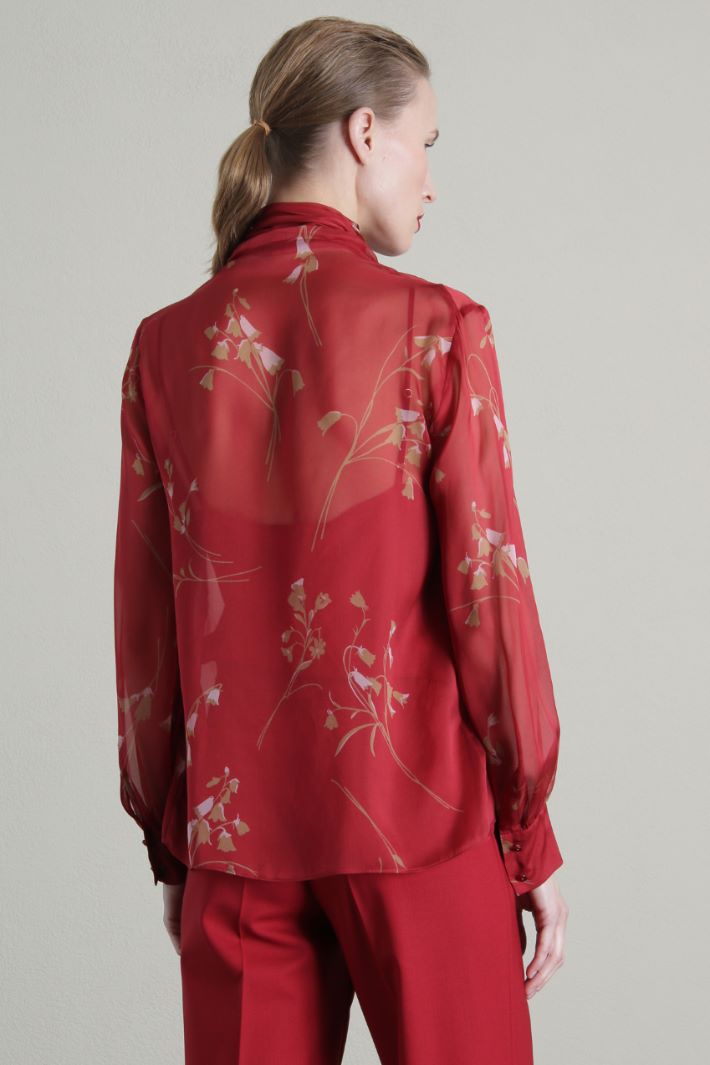 Blusa in chiffon di pura seta - ROSSO CAMMELLO - Fashion Market - 2