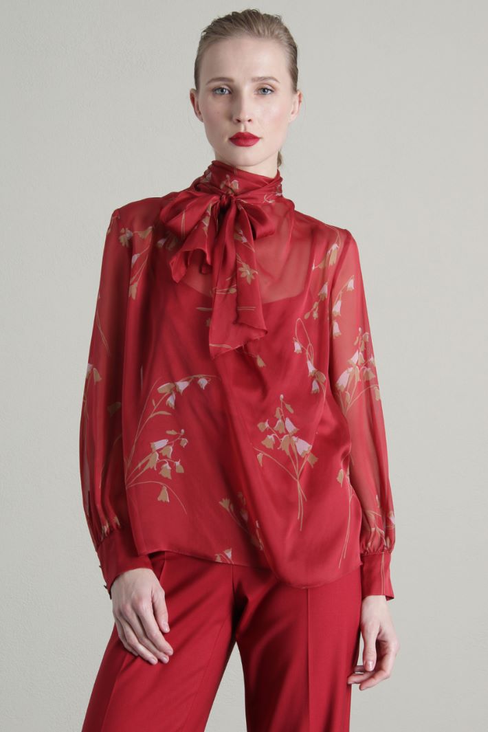 Blusa in chiffon di pura seta - ROSSO CAMMELLO - Fashion Market