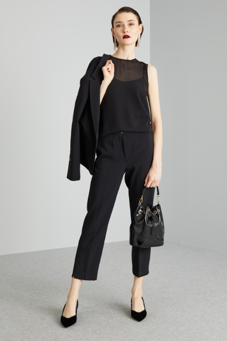 Blusa smanicata in georgette - Fashion Market