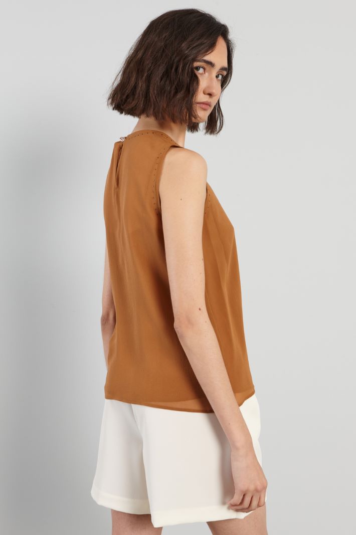 Blusa smanicata in georgette - BISCOTTO - Fashion Market - 4