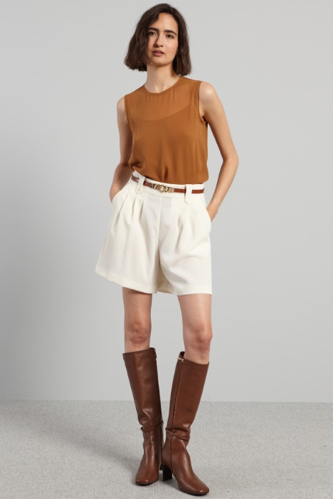 Blusa smanicata in georgette - Fashion Market
