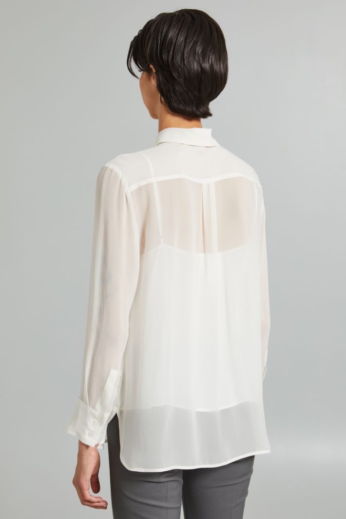 Camicia in georgette di seta - BIANCO - Fashion Market - 4