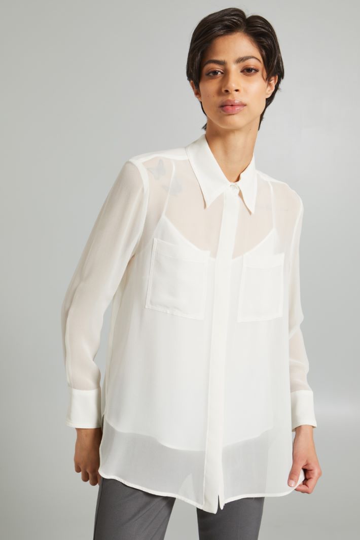 Camicia in georgette di seta - BIANCO - Fashion Market - 2