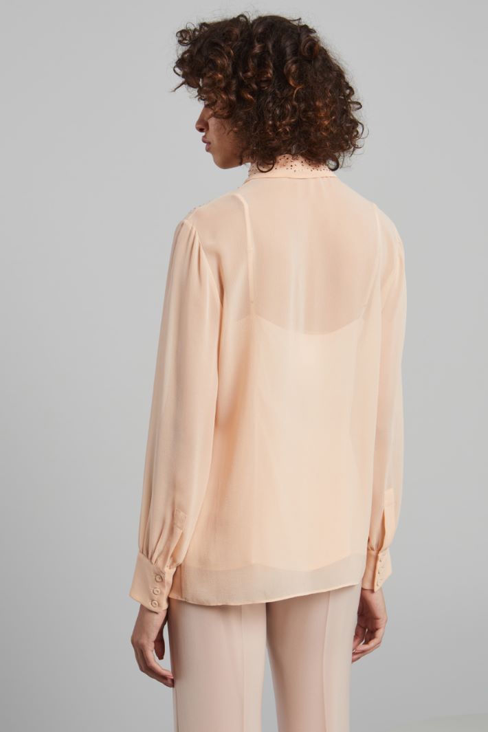 Camicia in georgette con strass - ROSA CIPRIA - Fashion Market - 4