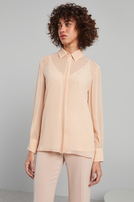 Camicia in georgette con strass - Fashion Market