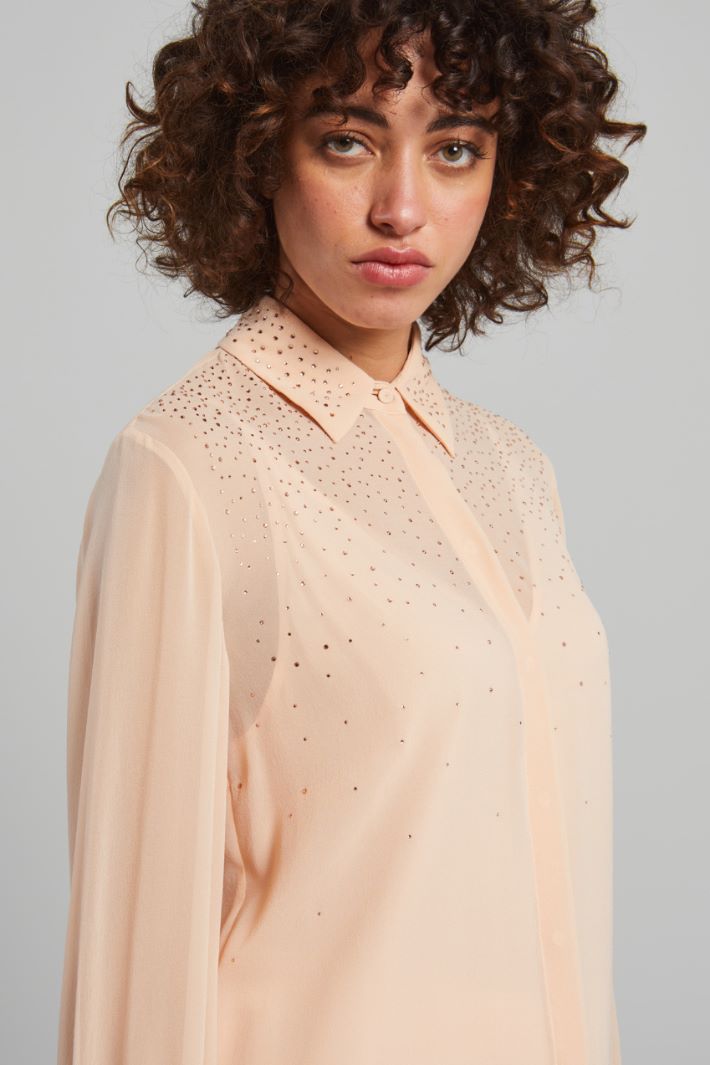 Camicia in georgette con strass - ROSA CIPRIA - Fashion Market - 3