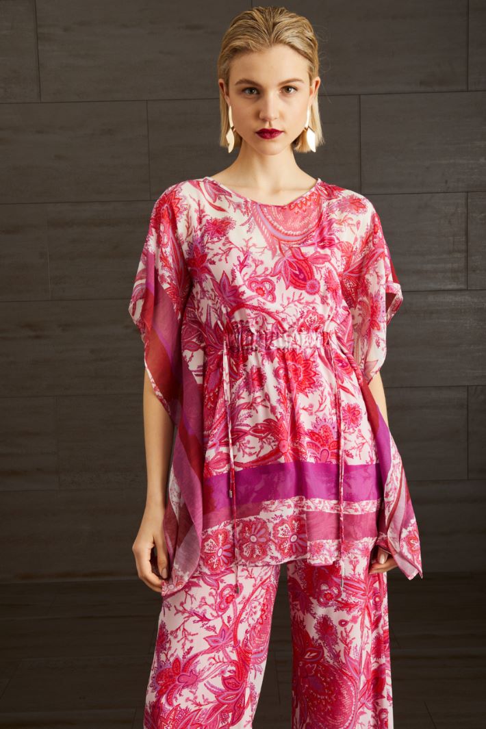 Casacca in georgette di seta - FUCSIA ROSA CHIARO - Fashion Market - 2