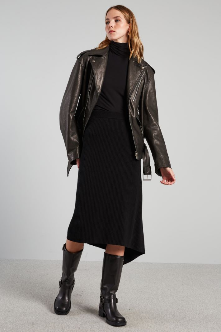 Gonna a fazzoletto in maglia - NERO - Fashion Market