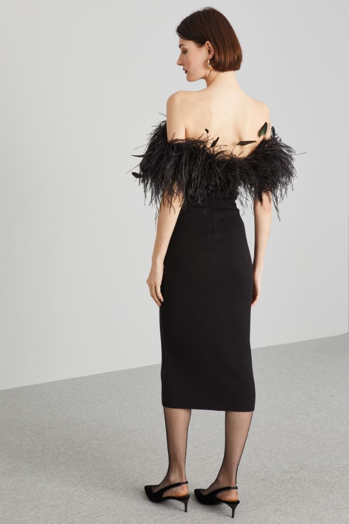 Tubino con piume - NERO - Fashion Market - 2