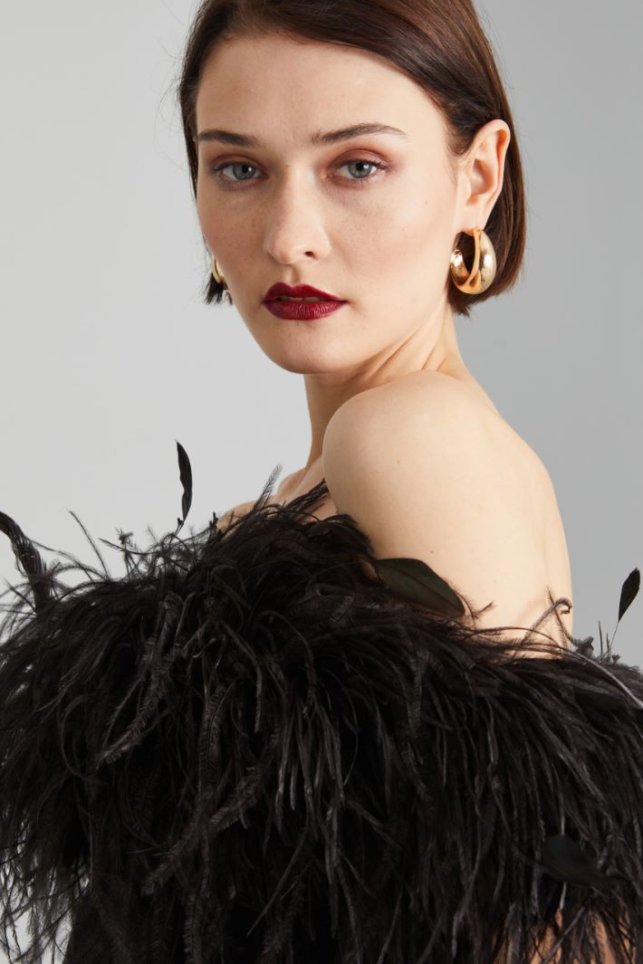 Tubino con piume - NERO - Fashion Market - 3