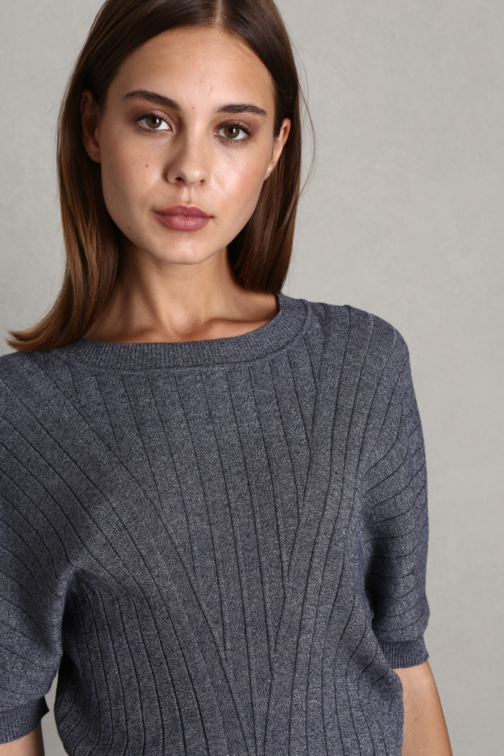 Maglia a coste  - BLU GRIGIO - Fashion Market - 3