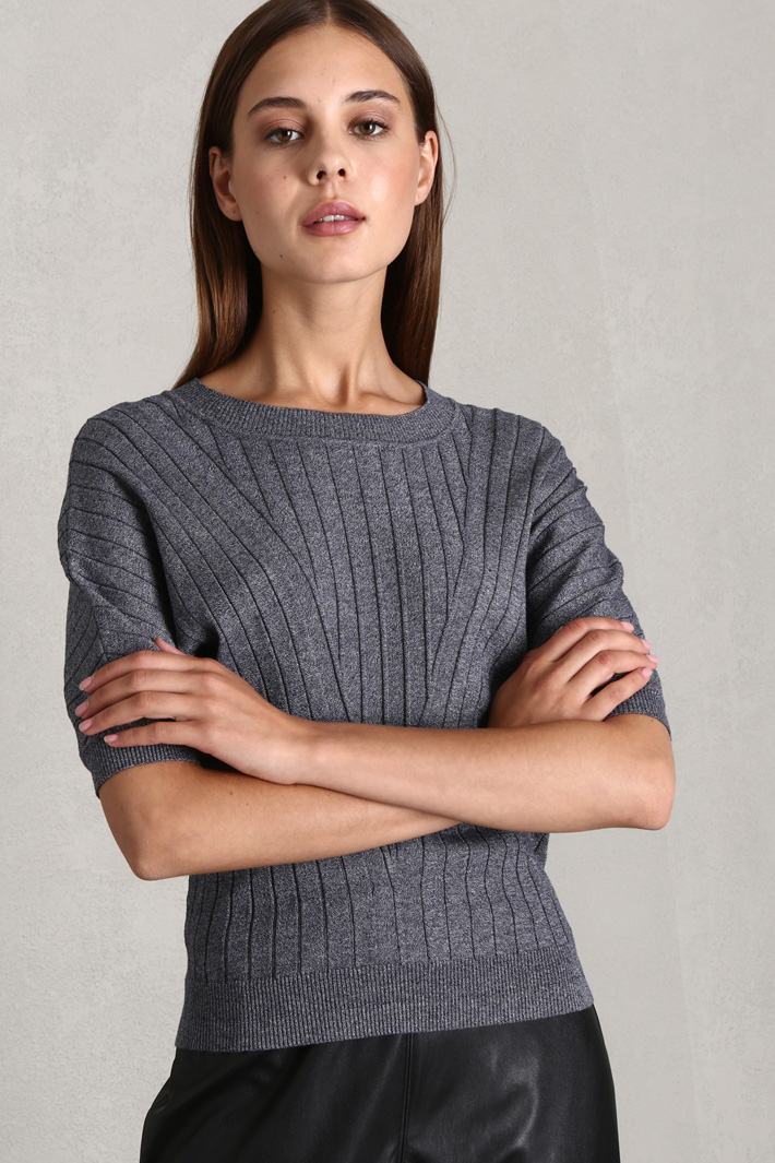 Maglia a coste  - BLU GRIGIO - Fashion Market