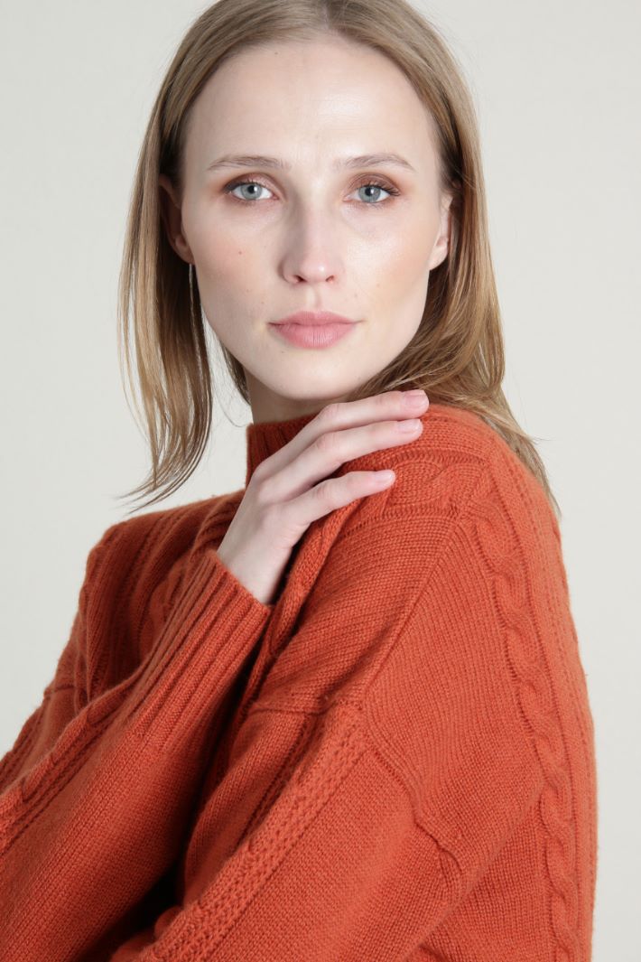 Dolcevita a trecce in lana - MATTONE - Fashion Market - 3