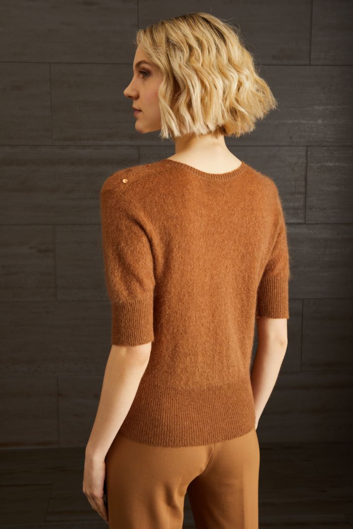 Maglia garzata in mohair - CARAMELLO - Fashion Market - 4
