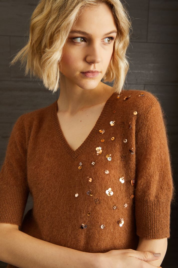 Maglia garzata in mohair - CARAMELLO - Fashion Market - 3