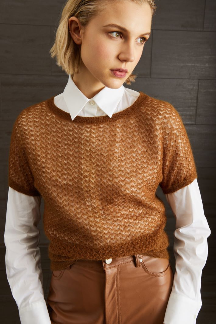 Maglia in garza di mohair - CARAMELLO - Fashion Market - 3
