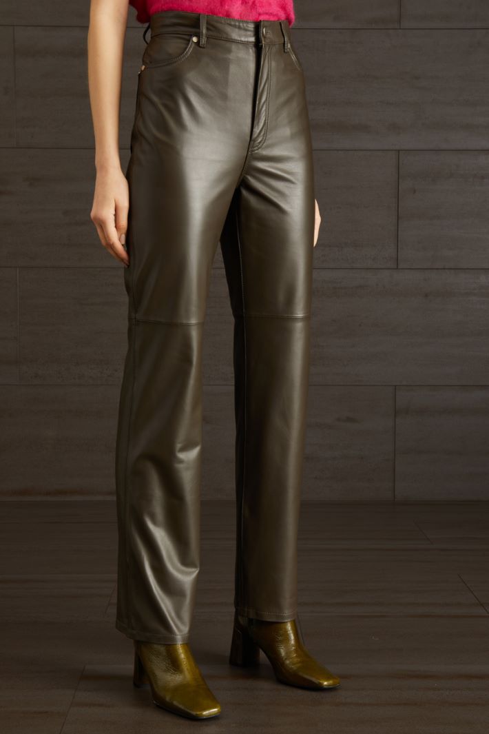 Pantaloni in pelle  - KAKI - Fashion Market - 4