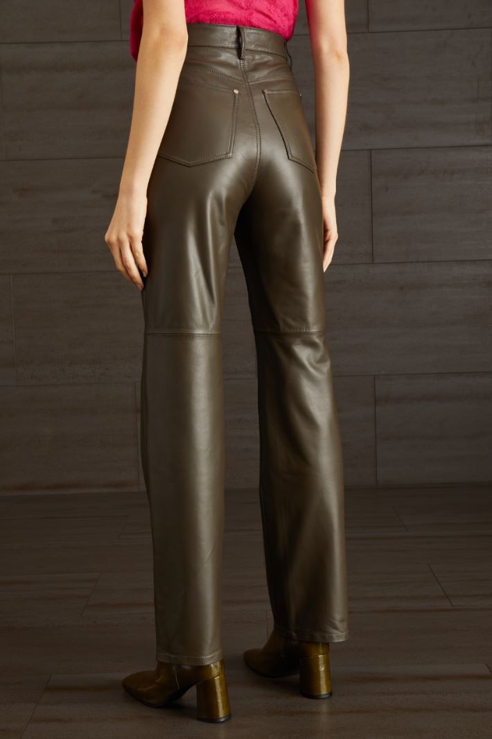 Pantaloni in pelle  - KAKI - Fashion Market - 2