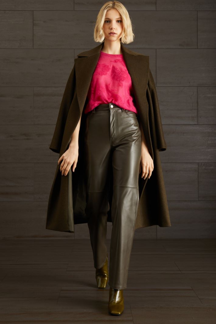 Pantaloni in pelle  - KAKI - Fashion Market