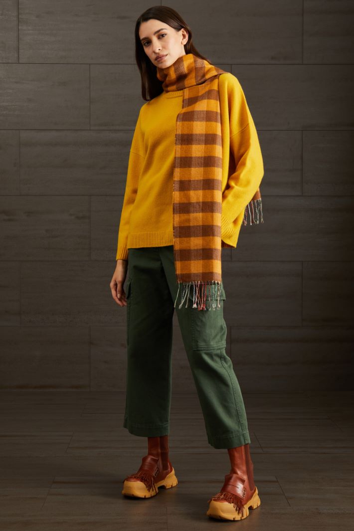 Sciarpa in flanella  - SENAPE MARRONE NERO - Fashion Market - 2