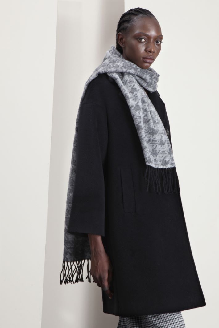 Sciarpa in lana con frange - ANTRACITE GRIGIO - Fashion Market