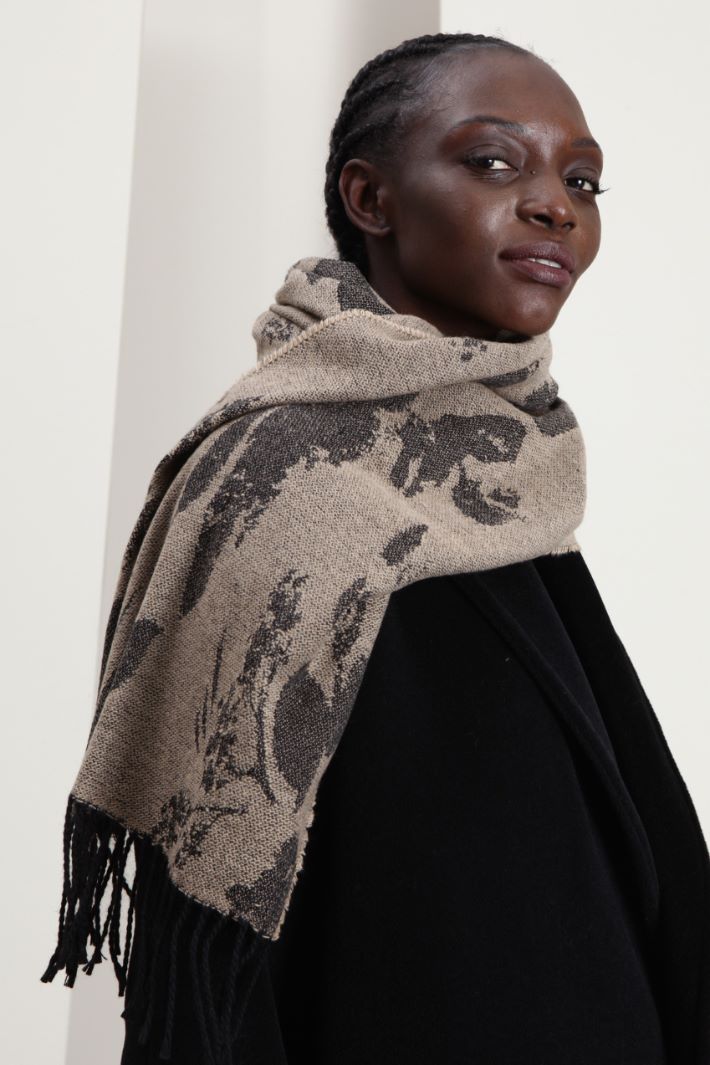 Sciarpa in lana jacquard - MARRONE NERO - Fashion Market - 2