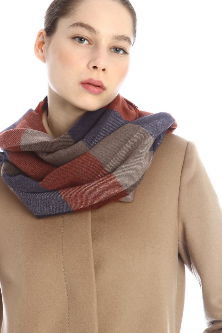 Sciarpa in tessuto tinto filo - BLU ROSSO GRIGIO - Fashion Market
