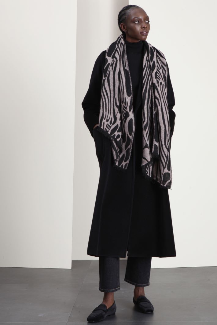 Sciarpa in tessuto jacquard - BEIGE NERO - Fashion Market - 2