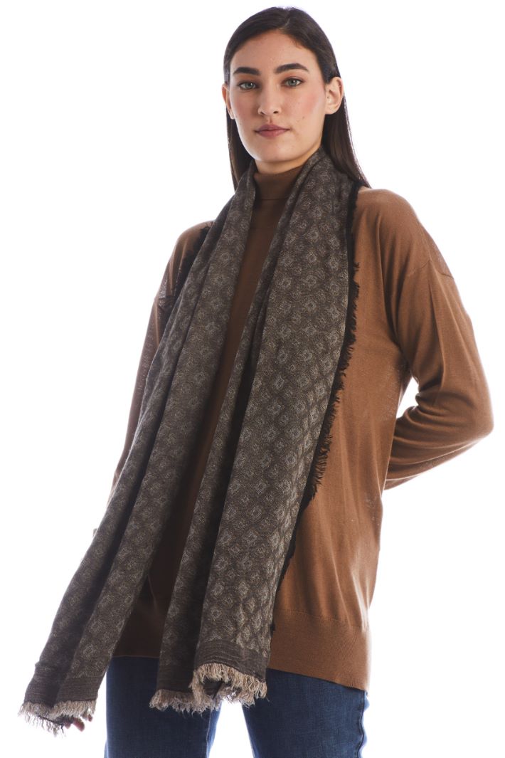 Sciarpa in tessuto jacquard - MARRONE - Fashion Market