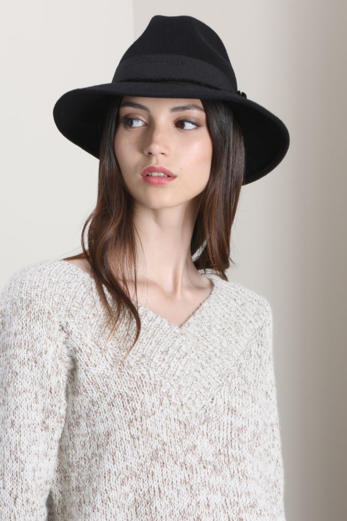 Fedora in feltro di pura lana - NERO - Fashion Market - 3