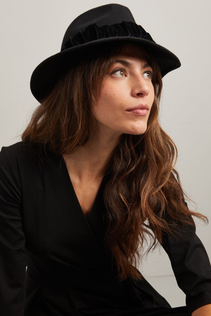 Fedora con nastro in velluto - NERO - Fashion Market - 2