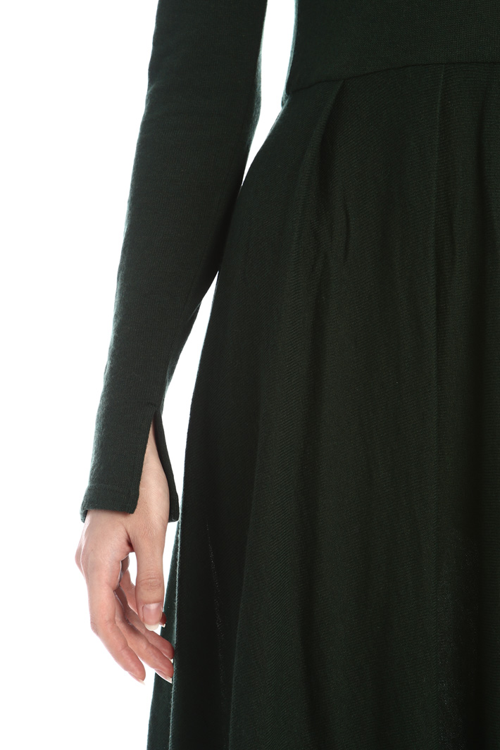 Abito in maglia con pieghe - VERDE SCURO - Fashion Market - 4