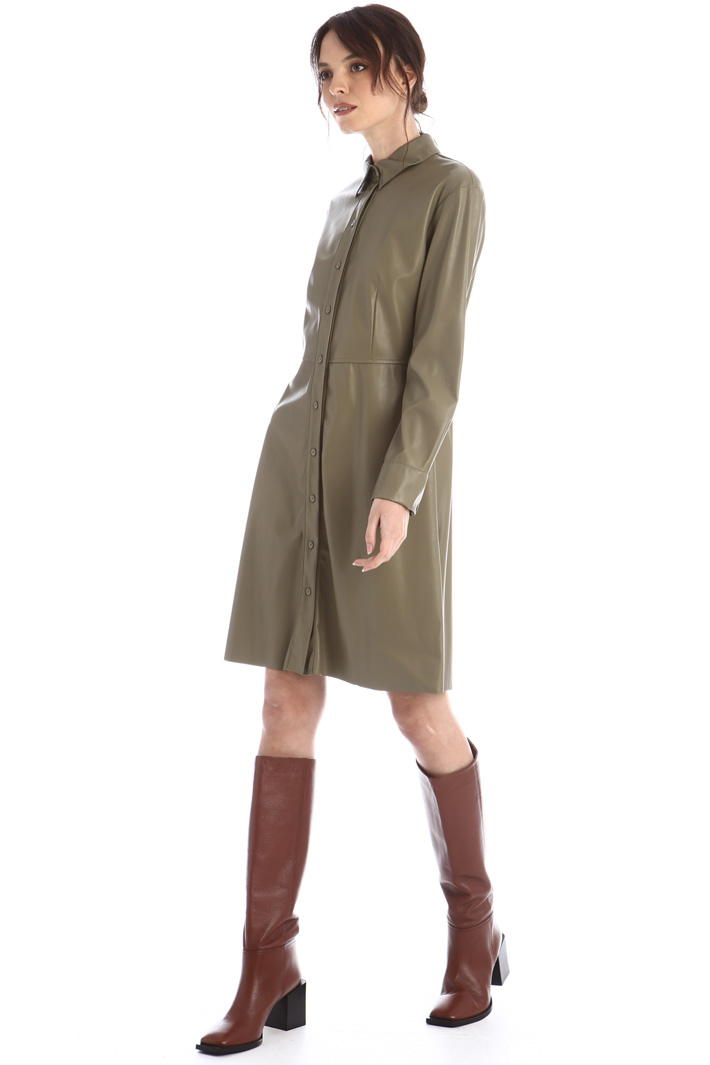 Abito in jersey spalmato - VERDE KAKI - Fashion Market - 4