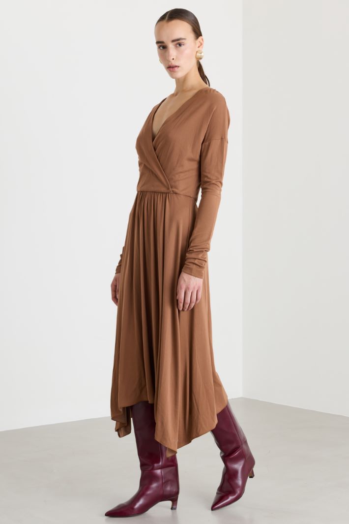 Abito asimmetrico in jersey - CAMMELLO - Fashion Market - 2