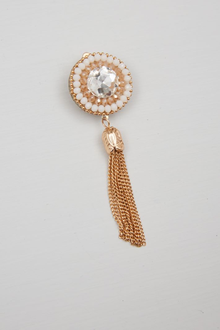 Orecchini pendenti con strass - BIANCO ORO - Fashion Market - 2