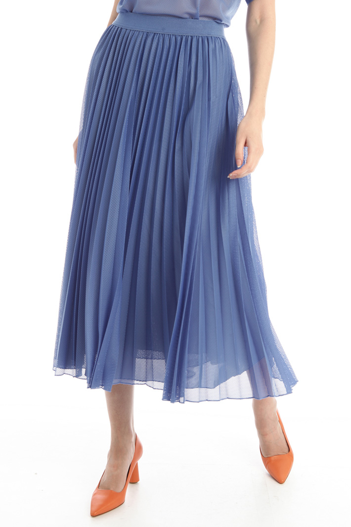 Gonna traforata con plissè - AZZURRO - Fashion Market - 4