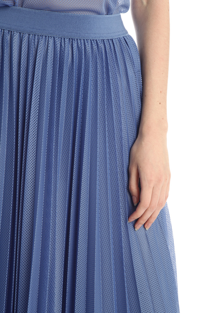 Gonna traforata con plissè - AZZURRO - Fashion Market - 3