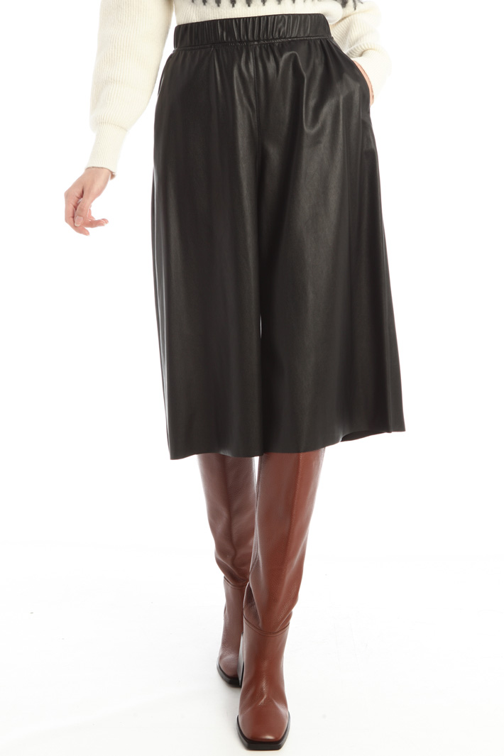 Pantaloni cropped similpelle - NERO - Fashion Market - 4