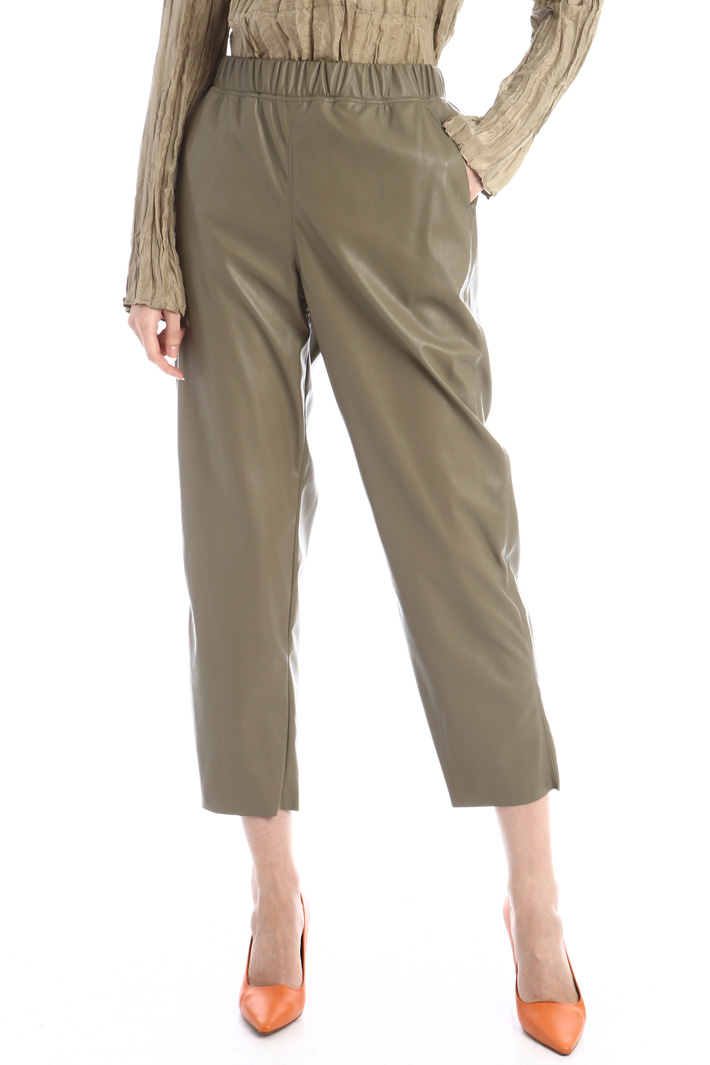 Pantaloni in similpelle - VERDE KAKI - Fashion Market - 4