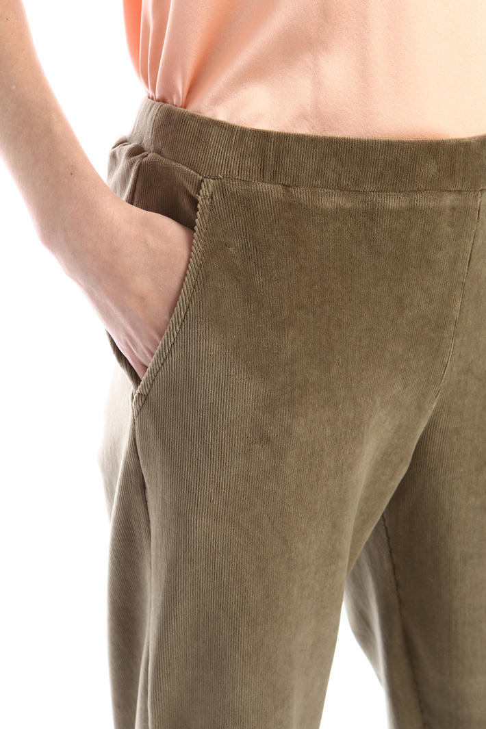 Pantaloni in jersey velluto - VERDE KAKI - Fashion Market - 3