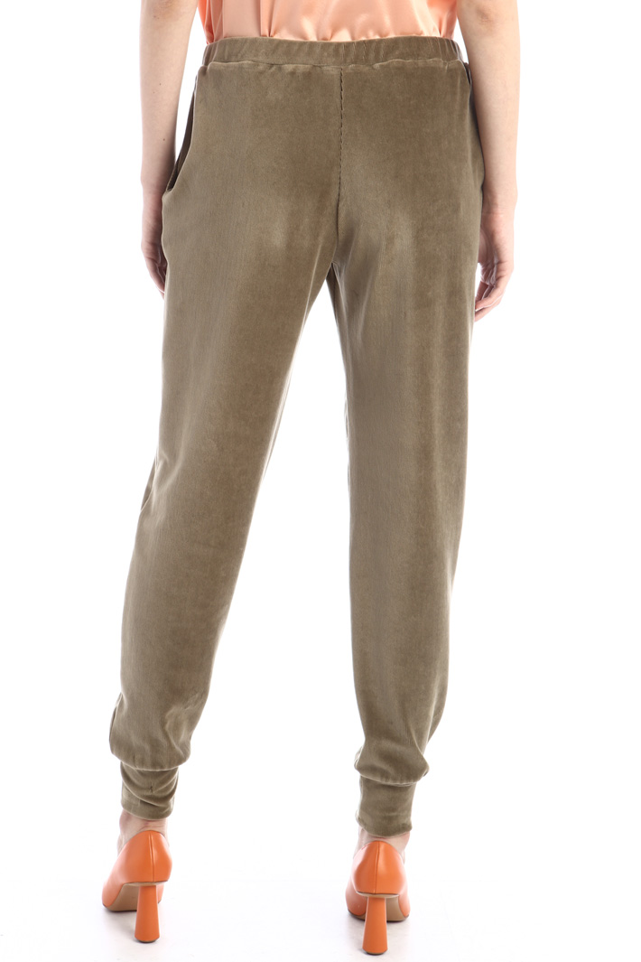 Pantaloni in jersey velluto - VERDE KAKI - Fashion Market - 2