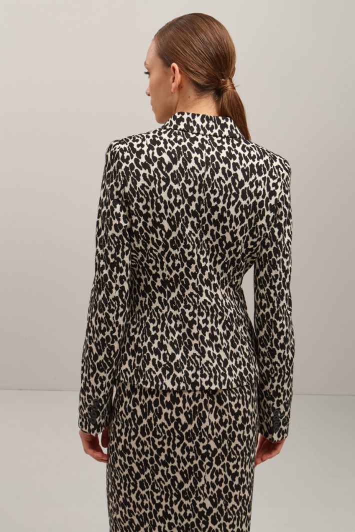 Giacca in jersey di viscosa  - NERO ECRU - Fashion Market - 4