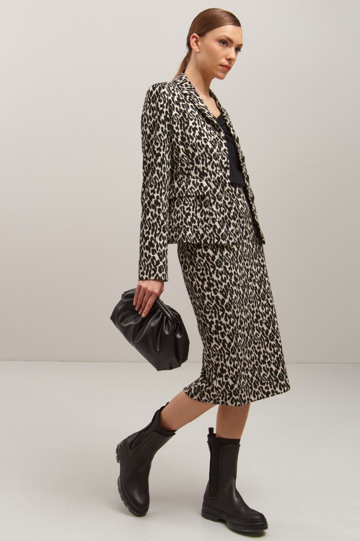 Giacca in jersey di viscosa  - NERO ECRU - Fashion Market