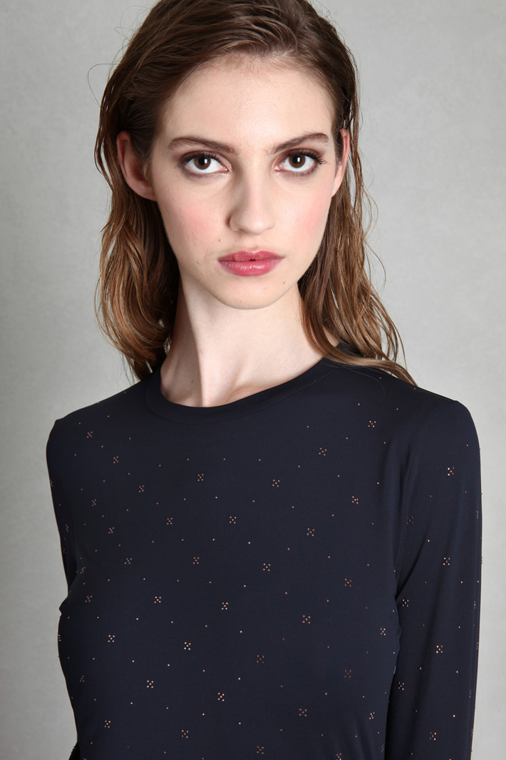 Top aderente in jersey - BLU NOTTE - Fashion Market - 3